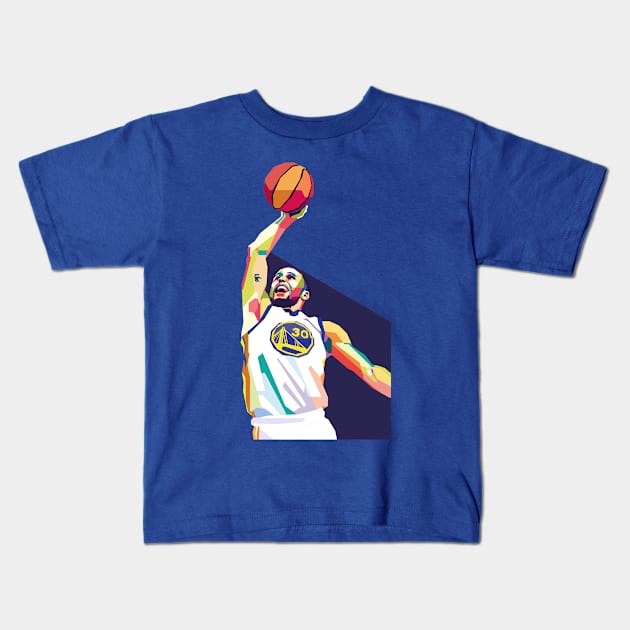 Stephen Curry Dunk Kids T-Shirt by Creativedy Stuff